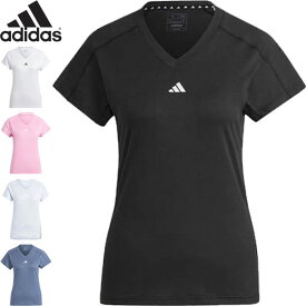 ◆◆送料無料 メール便発送 ＜アディダス＞ adidas レディース トレイン エッセンシャルズ ミニマル ロゴ Vネック 半袖Tシャツ NQ047