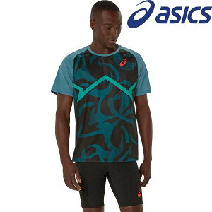 ◆◆メール便発送 <アシックス> ASICS クールグラフィック半袖シャツ 2091A740 (412:アトランティスブルー) 2091A740-412