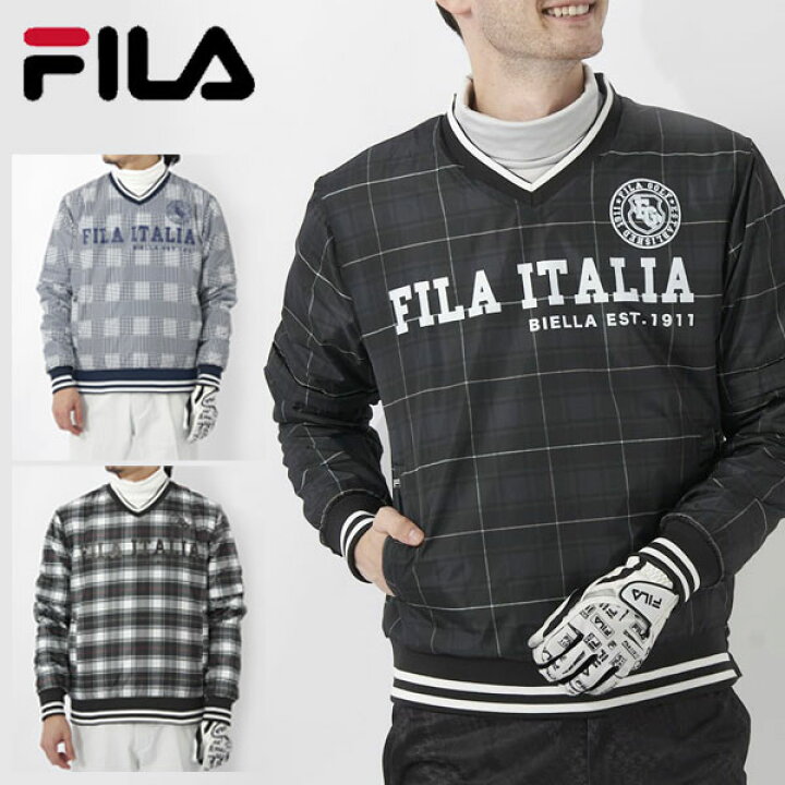 楽天市場】即納可☆【FILA】フィラ ゴルフ 中綿Vネックプルオーバー 袖 