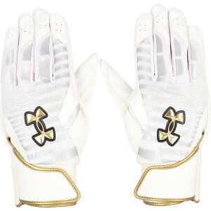 [֔ A_[A[}[ UNDER ARMOUR UA CLEAN UP PRO BATTING GLOVES UAN[Abv v obeBOO[u(싅\tg{[/Y) 6001312 (White/Silver/MetallicGold(100))