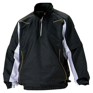 ◆◆○ <ゼット> 長袖/半袖切り替え式ハーフジップジャンパー (1911:ブラックXホワイト) BOV515-1911