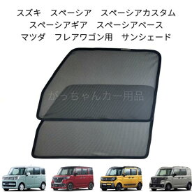SUZUKI スズキ スペーシア スペーシアカスタム スペーシアギア スペーシアベース MAZDA マツダ フレアワゴン用 メッシュサンシェード フロントドア用 2枚セット マグネット プライバシー保護 磁石貼付 反射 遮光 遮熱 着脱簡単 日よけ 紫外線対策 アウトドア レジャー