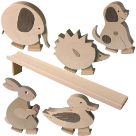 木のおもちゃ スロープ とことこ動物 白木 知育玩具 赤ちゃん 子供 誕生日 プレゼント 木製