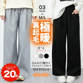＼1960円〜相当！ポイント20倍+クーポンで／【裏起毛type新登場】 パンツ レディース ワイドパンツ スウェット シワにくい 春 秋 秋冬 裏起毛 ウエストゴム ダンボール リラックスパンツ スウェットパンツ ボトムス ゆったり 体型カバー