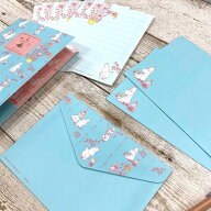 ★スーパーSALE期間中50％OFF★【 学研 公式 】 ムーミン ケース付 レター セット 水色 便箋 封筒 BD0501…