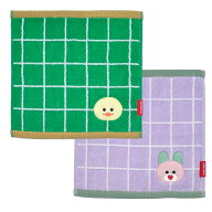 ＼7月10日発売新商品／mojojojo ボア 刺繍付き ジャガード タオル ハンカチ グリーン/パープル 文具 雑貨…