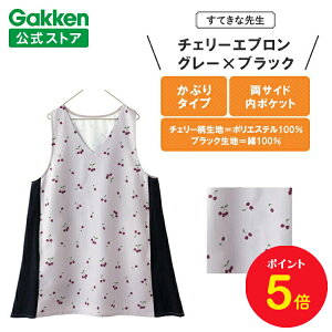 【お買い物マラソン限定P5倍】学研 すてきな先生 保育士エプロン チェリーエプロン グレー ブラック フリーサイズ エプロン 保育士 かわいい おしゃれ 保育園 幼稚園 ゆったり ポリエステル