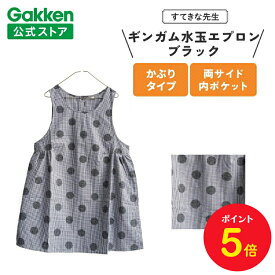 【全品ポイント5倍◆9日20時〜】学研 すてきな先生 保育士エプロン ギンガム水玉エプロン M L 2L 3L 4L 5L ブラック エプロン 保育士 かわいい おしゃれ 保育園 幼稚園 ゆったり ポリエステル 人気 かっぽう着 スモック すてきな先生CAFE チュニック
