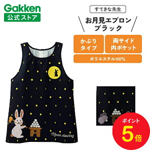 【お買い物マラソン限定P5倍】学研 すてきな先生 保育士エプロン お月見エプロン フリーサイズ ブラック エプロン 保育士 かわいい おしゃれ 保育園 幼稚園 ゆったり ポリエステル 人気 か