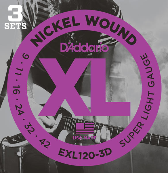 D'addario エレキ弦 EXL120-3D（3セット入りパック） アクセサリー・パーツ