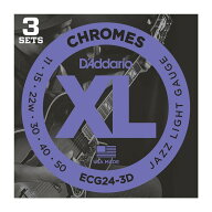D'Addario ECG24-3D フラットワウンド弦 XL Chromes Flat Wound 3セットパック ダダリオ