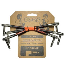 【マラソン限定♪エントリーで全商品P10倍!!】ORANGE CA038 CRUSH Patch Cable×3 6inch/15cm Angled 楽器用パッチケーブル〈オレンジ〉