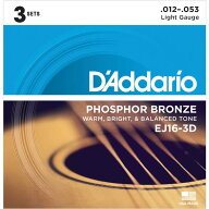 D'Addario EJ16-3D アコースティック弦 Phosphor Bronze 3セットパック ダダリオ