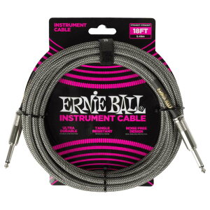 ERNIE BALL 6433 Braided Cable SILVER FOX 18ft S/S �P�[�u�� �A�[�j�[�{�[��