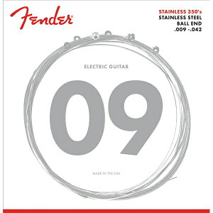 Fender Stainless 350's Guitar Strings, Stainless Steel, Ball End, 350L Gauges .009-.042 GLM^[qtF_[r