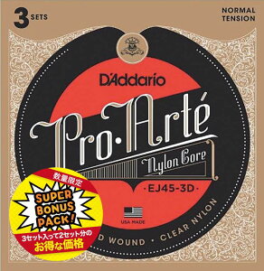 D'Addario EJ45-3DBP Silver/Clear/Normal �N���V�b�N�M�^�[�� 3�Z�b�g�p�b�N �_�_���I