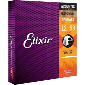 Elixir 16052 ACOUSTIC NANO WEB Phosphor Bronze Light 12-53 AR[XeBbNM^[qGNT[r