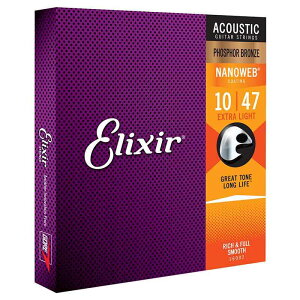 Elixir 16002 ACOUSTIC NANO WEB Phosphor Bronze Extra Light 10-47 AR[XeBbNM^[qGNT[r