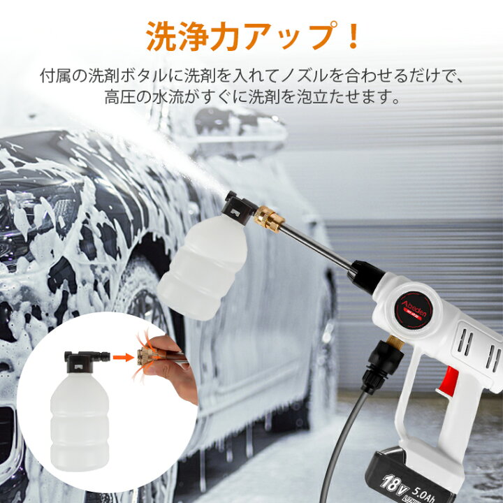 楽天市場 ポイント10倍 高圧洗浄機 充電式 コードレス タンク式 洗車機 洗浄機 ポータブルウォッシャー ハンディウォッシャー コンパクト 小型 家庭用 洗浄器 水圧 高圧 洗車用品 洗車セット 車掃除 掃除 バッテリー別売 本体のみ 送料無料 Gakkiti