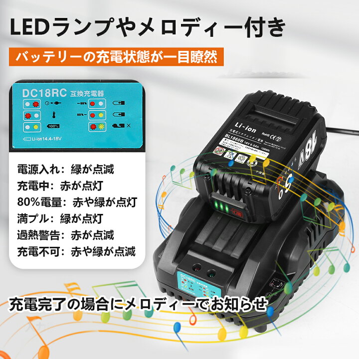 楽天市場】DC18RC マキタ 互換充電器 14.4v-18v バッテリー 充電器  
