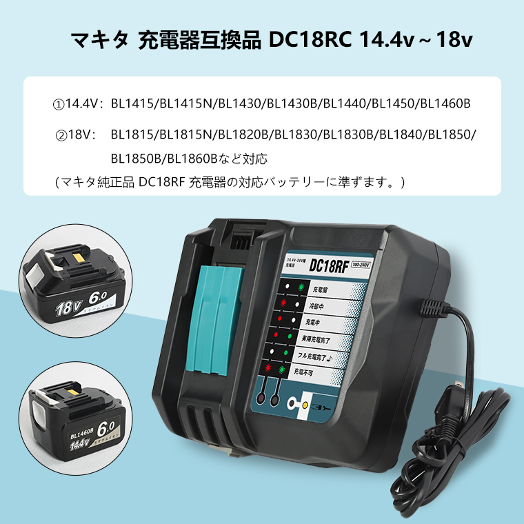 【楽天市場】DC18RF 急速充電器 互換品 DC18RF 互換充電器 14.4V 