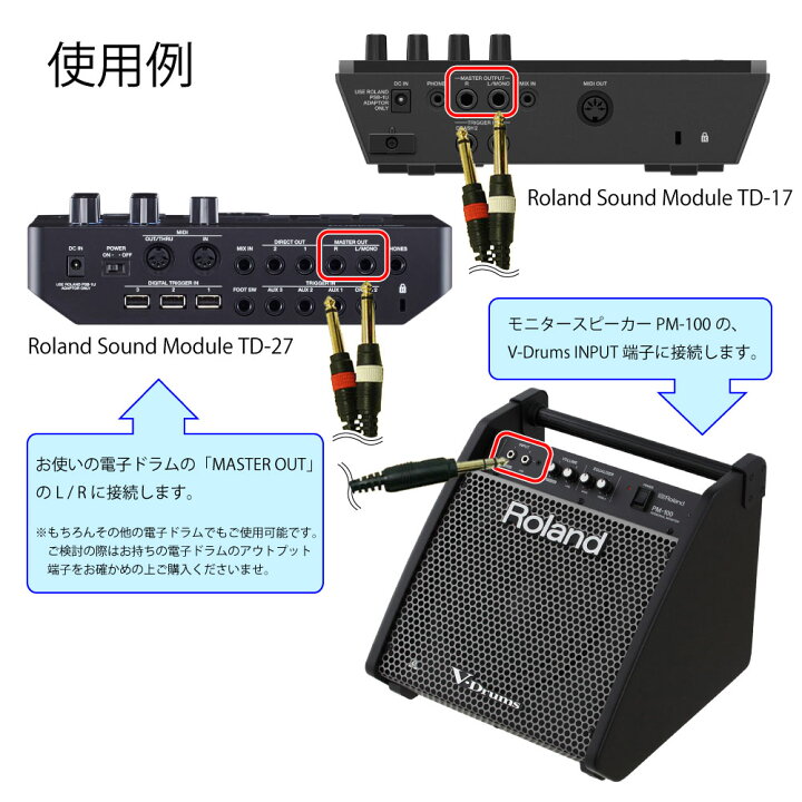 楽天市場】Roland ローランド PM-100 + 3m 接続ケーブル【PM-100 