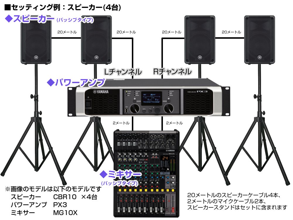 楽天市場】YAMAHA ( ヤマハ ) PA 音響システム スピーカー4台 イベント