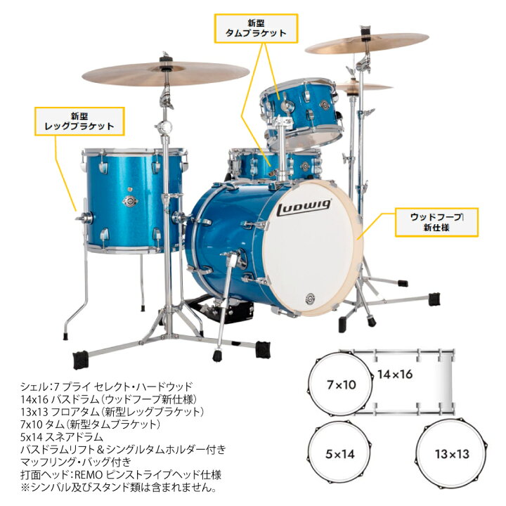 楽天市場】LUDWIG ラディック 【New】ブレイクビーツ LC2797 Silver 