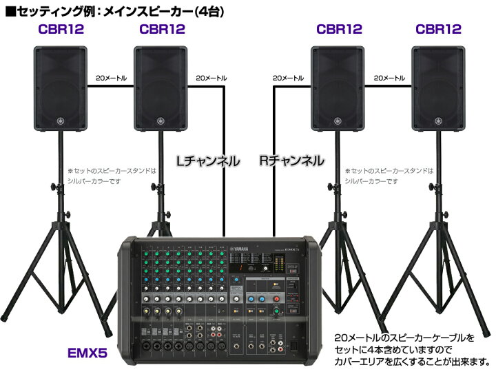 楽天市場】YAMAHA ヤマハ スピーカー4台 EMX4SPライブセット512S 
