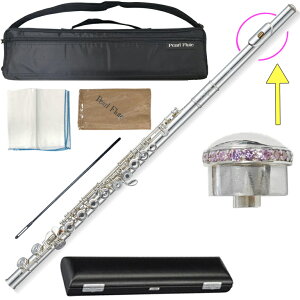 Pearl Flute パールフルート PF-665RE リングキイ フルート ヘッドクラウン ジルコニア アメジスト パープル 頭部管 銀製 ドルチェ Dolce flute セット D 北海道 沖縄 離島不可