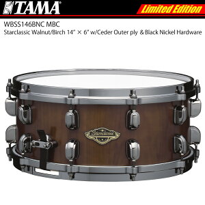 TAMA ^} WBSS146BNC-MBC Starclassic Walnut/Birch 14h × 6h w/Ceder Outer ply Black Nickel Hardware iyWBSS146BNC MBCzyP[Xt ݌ɗL z X^N XlA h ~ebh