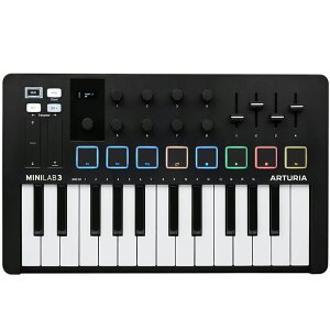 Arturia �A�[�g���A MiniLab 3 BK MIDI �L�[�{�[�h&�p�b�h�R���g���[���[ �u���b�N DTM DAW ���C�u ���t ���y����