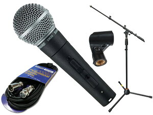 SHURE �V���A SM58SE �}�C�N�X�^���h JMS-X�Z�b�g �� �}�C�N �u�[�� �X�g���[�g���Ή�MIC STAND �}�C�N�P�[�u��5M�y3��17�����_�A�݌ɂ��� �z