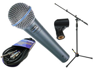 SHURE �V���A BETA58A �}�C�N�X�^���h JMS-P�Z�b�g �� �}�C�N �u�[�� �X�g���[�g���Ή�MIC STAND �}�C�N�P�[�u��5M�y4��10�����_�A�݌ɂ��� �z