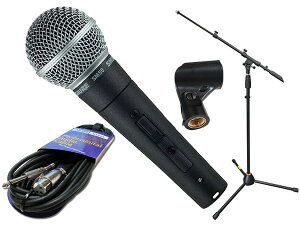 SHURE �V���A SM58SE �}�C�N�X�^���h JMS-P�Z�b�g �� �}�C�N �u�[�� �X�g���[�g���Ή�MIC STAND �}�C�N�P�[�u��5M�y3��17�����_�A�݌ɂ��� �z