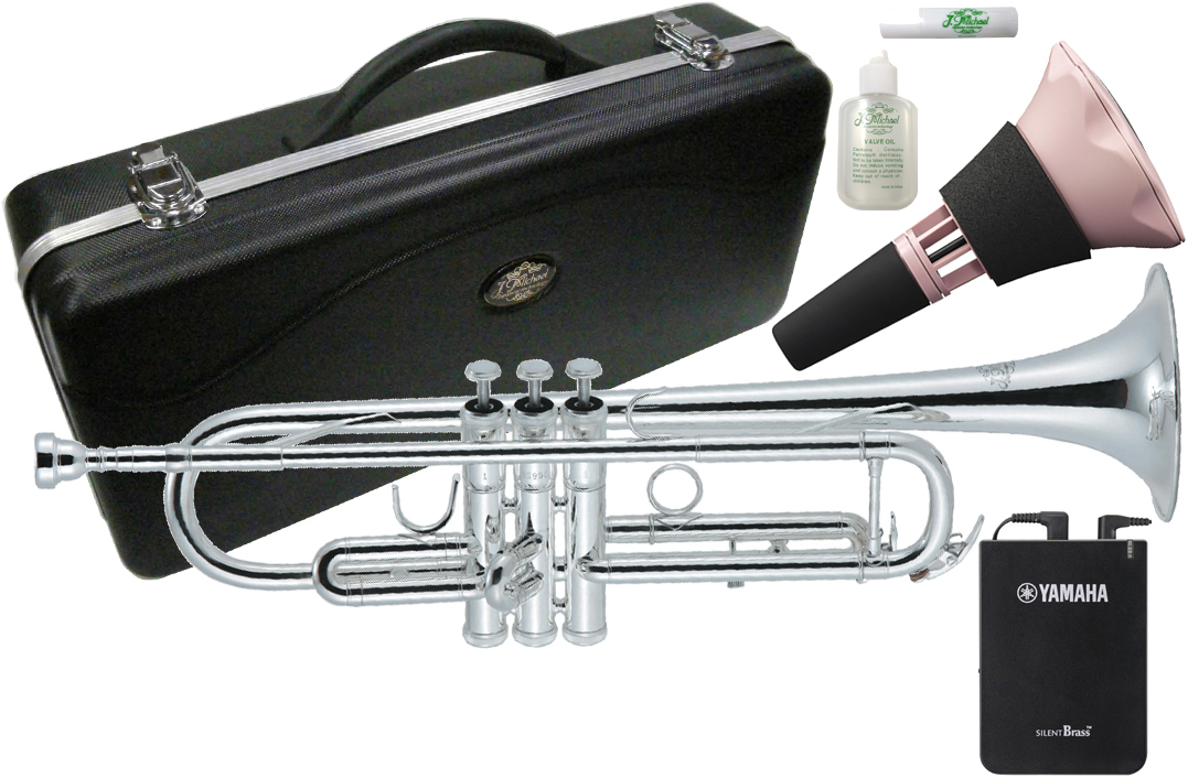 楽器 Trumpets / YAMAHA SILENT BRASS B♭トランペット J Michael ( Jマイケル ) TR-300S トランペット 銀メッキ ヤマハサイレントブラス SB7XP ピンク 管楽器 B♭ trumpet セット G 北海道 沖縄 離島 代引き 同梱不可