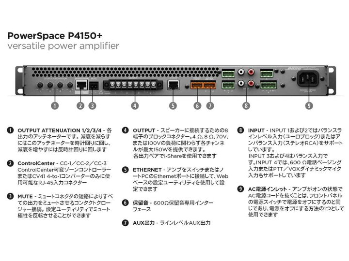 楽天市場】BOSE ボーズ P4150+ ◇ DSP搭載 パワーアンプ 150W × 4ch 