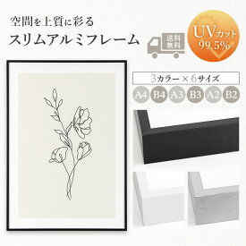 【送料無料】スリムフレーム 額縁 ポスターフレーム UVカット サイズ 壁掛け A4 B4 A3 B3 A2 B2 ブラック ホワイト シルバー 黒 白 銀 映画 おしゃれ フレーム ポスター額 フレーム 額 ポスター 写真 大きいサイズ シンプル