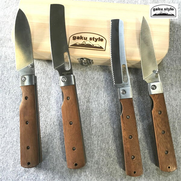 gakustyle ガクスタイル【SAL】ロゴ無し　無地バーベキューシェフ　　折りたたみ包丁　　Santoku Petty Green Bread Knife　三徳　菜っきり　パンキリ　ペティー　動画あり