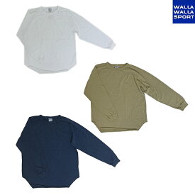 WALLAWALLASPORT ワラワラスポーツ 【SALE】ロングスリーブ　ルーズ ベースボールTシャツ　日本製 Navy SandBeige White