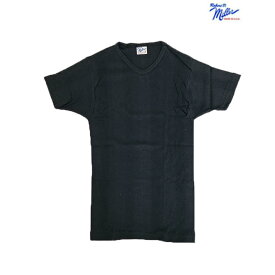 Millerミラー フィット感バツグン Vネック　パネルリブ半袖Tシャツ　USA製　　ブラック