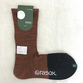 rasox ラソックス メンズソックス　ニューウォームウール・クルーソックス　CA182CR02 レンガ　ダークチャコール