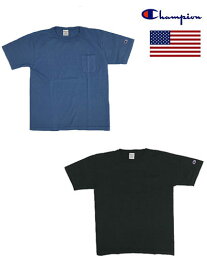 Champion チャンピオン 正規品　T-1011 ポケット付きTシャツ　ティーテンイレブンUSA製　アメリカ製　無地Tシャツ ブラック　ブルーグレー