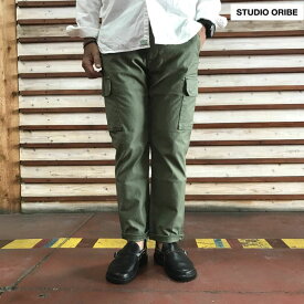 STUDIOORIBE スタジオオリベ FC03-253 FRENCH CARGO フレンチカーゴ 細身シルエットのカーゴパンツ Khaki カーキ　日本製　動画あり