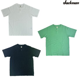 ジャックマン Jackman JM5328 Henleyneck T-Shirt ヘンリーネックTシャツ 日本製 Black White Mint