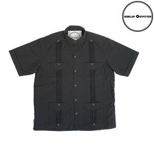 BURLAP OUTFITTER �o�[���b�v�A�E�g�t�B�b�^�[ �V���[�g�X���[�u �K���x�� �V���c S/S GUAYABERA SHIRT Raven Woodland BO040057