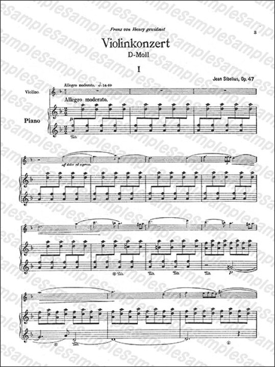 シベリウス ヴァイオリン協奏曲 ニ短調 Op 47 楽譜 激安通販の
