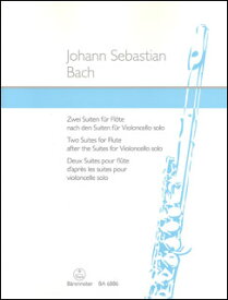 楽譜　J.S. バッハ／無伴奏チェロ組曲より 第1番 BWV1007、第3番 BWV1009（フルート版）(BA6886／フルート・ソロ（無伴奏）／輸入楽譜（T）)