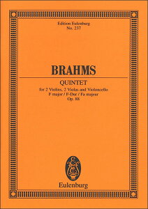 楽譜 ブラームス/弦楽五重奏曲 第1番 ヘ長調 作品88(【253154】/ETP 237/49009741/スタディ・スコア(小型スコア)/輸入楽譜(T))