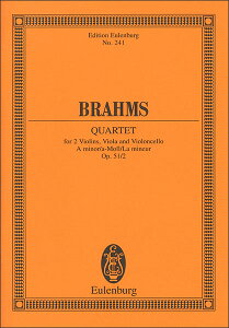 楽譜 ブラームス/弦楽四重奏曲 第2番 イ短調 Op. 51/2 【スタディスコア】(【263515】/ETP 241/49009746/スタディ・スコア/輸入楽譜(T))